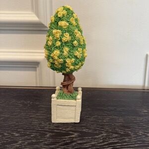 Department 56 Yellow Rose Topiary Bush Easter Snow bunnies NO BOX